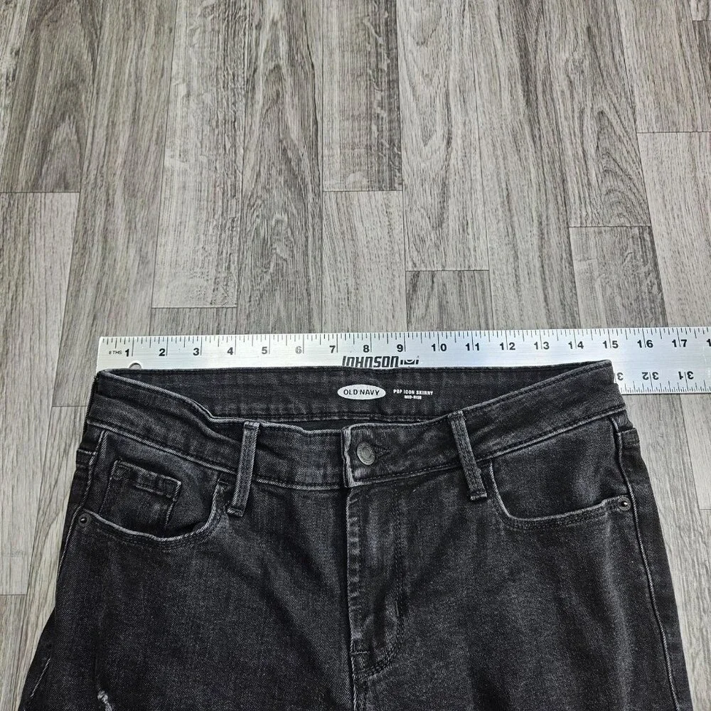 Old Navy Pop Icon Skinny Jeans‎ Womens 4 Charcoal Wash Mid Rise Stretch Denim
